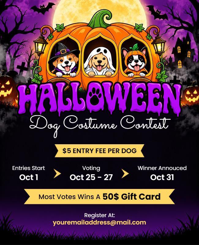 Halloween Dog Costume Contest Flyer Template
