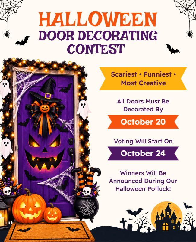Halloween Door Decorating Contest Flyer Template