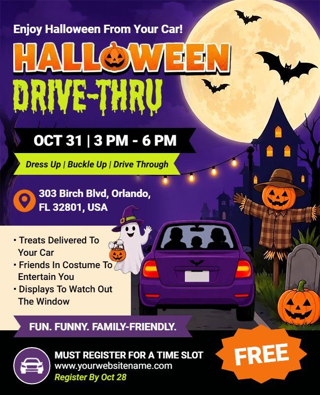 Halloween Drive-Thru Event Flyer Template