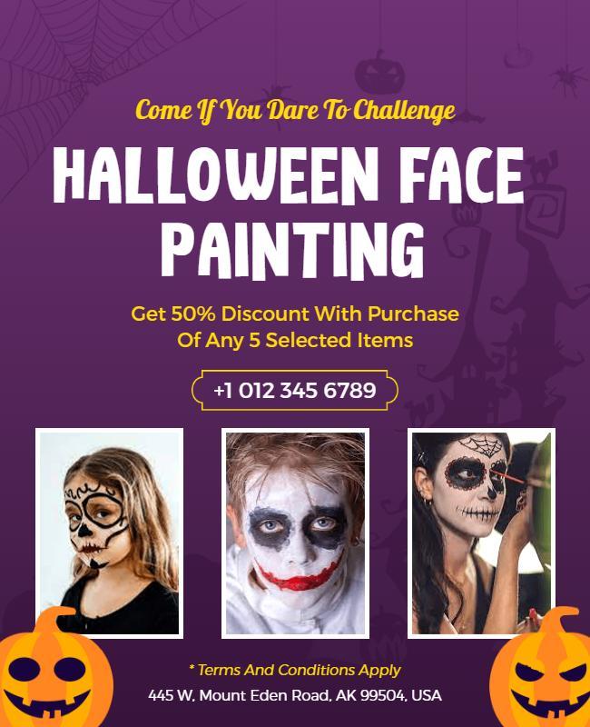 Halloween Face Painting Event Flyer Template