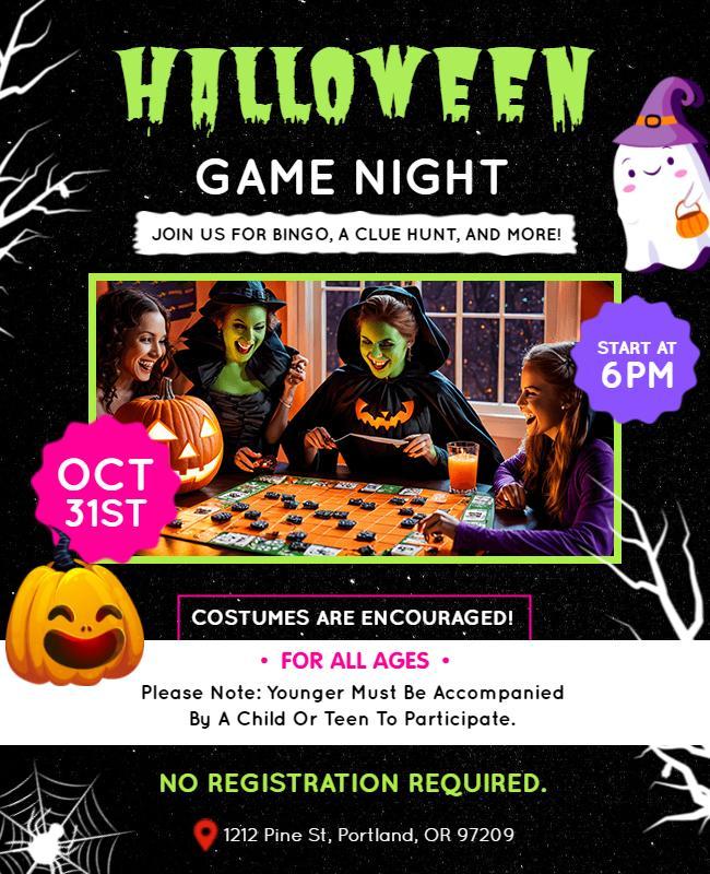 Halloween Family Game Night Flyer Template