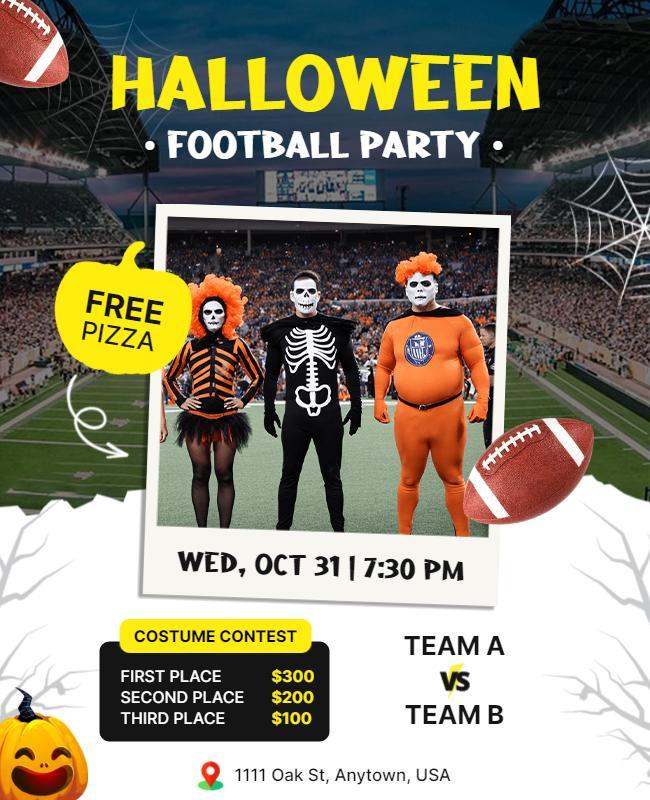 Halloween Football Costume Party Flyer Template