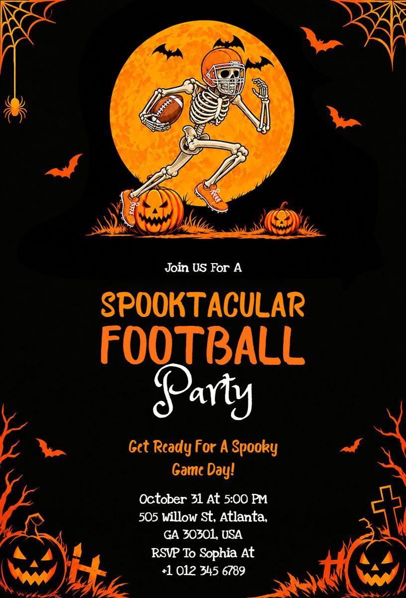 Halloween Football Themed Party Invitation Template
