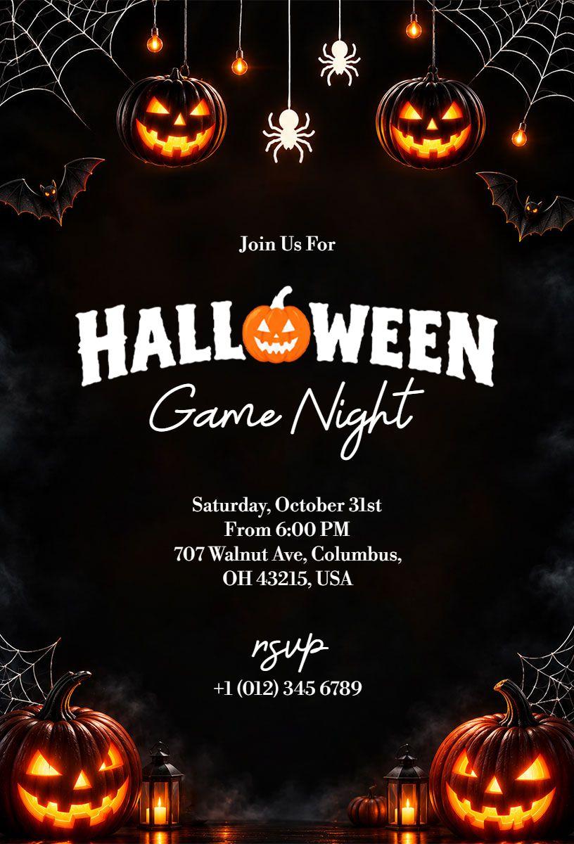 Halloween Game Night Celebration Invitation Template