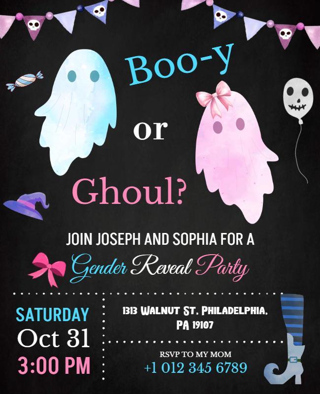 Halloween Gender Reveal Party Flyer Template