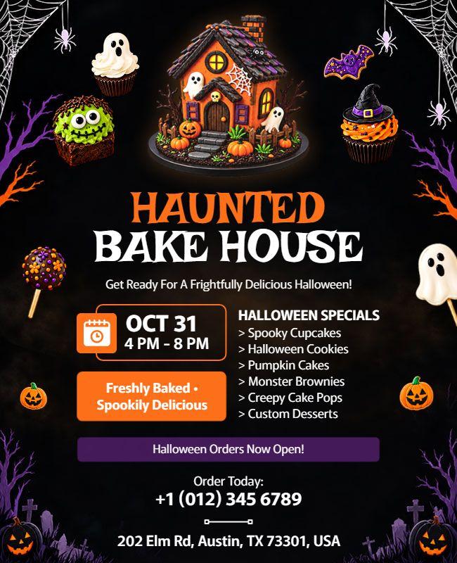 Halloween Haunted Bake House Event Flyer Template