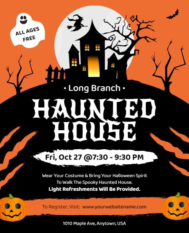 Spooky Black Haunted House Halloween Event Flyer Template