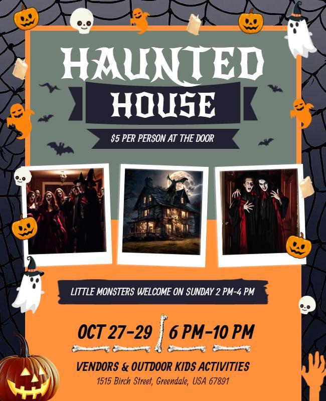 Creepy Haunted House with Halloween Festivities Flyer Template