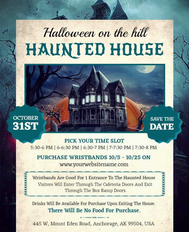 Spooky Haunted House Halloween Event Flyer Template