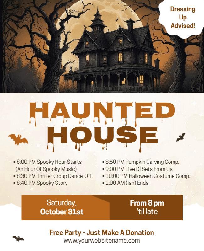 Spooky Themed Halloween Haunted House Party Flyer Template