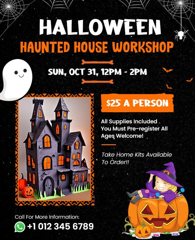 Halloween Haunted House Workshop Flyer Template