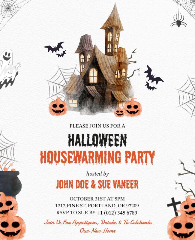 Halloween Housewarming Party Invitation Flyer Template