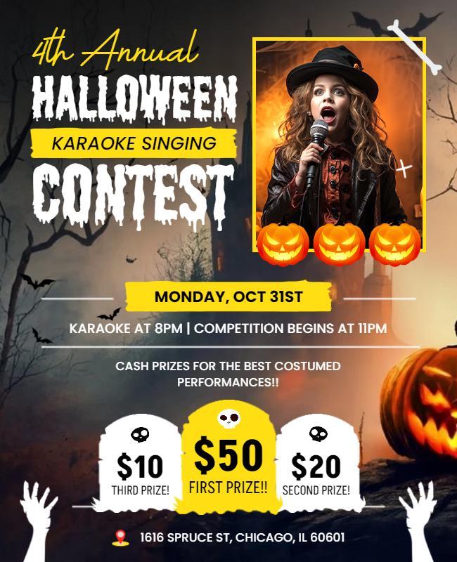 Halloween Karaoke Singing Contest Flyer Template