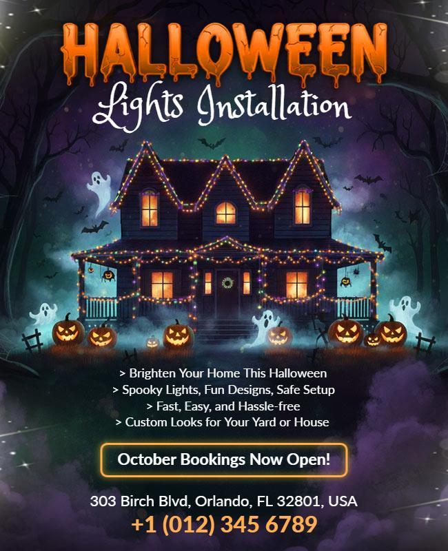Halloween Lights Installation Service Flyer Template
