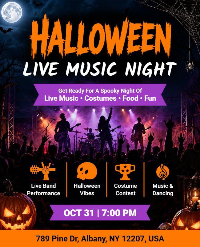 Halloween Live Music Night Event Flyer Template