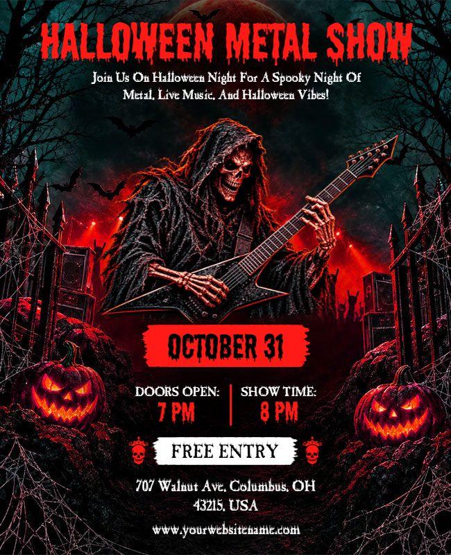 Halloween Metal Music Show Flyer Template