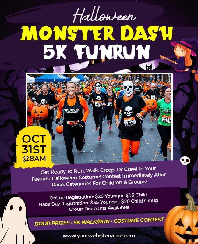 Halloween Monster Dash 5k Fun Run Flyer Template