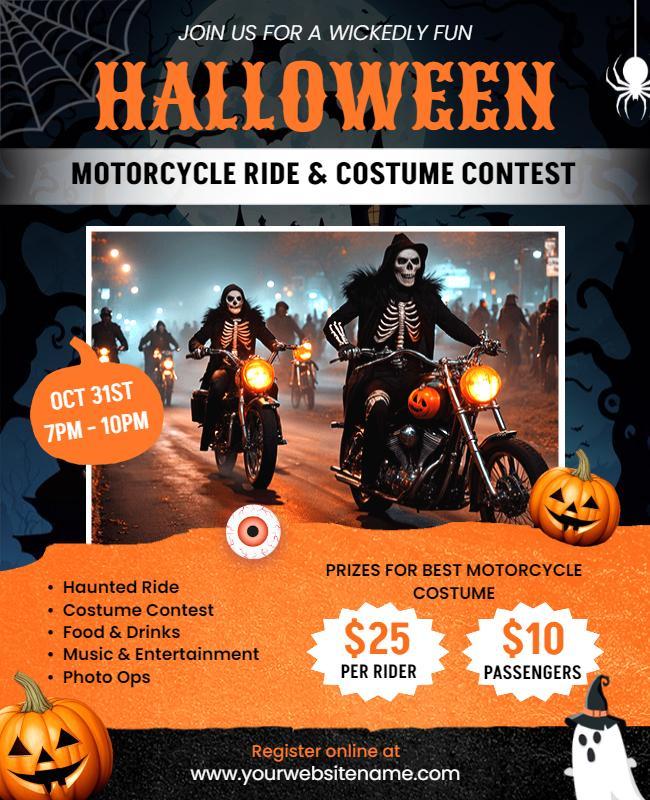 Halloween Motorcycle Ride Costume Contest Flyer Template