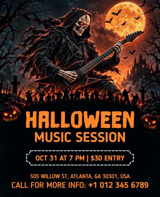 Halloween Music Session Poster Template