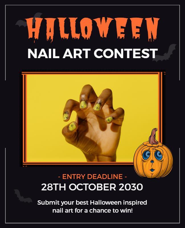 Halloween Nail Art Contest Announcement Flyer Template