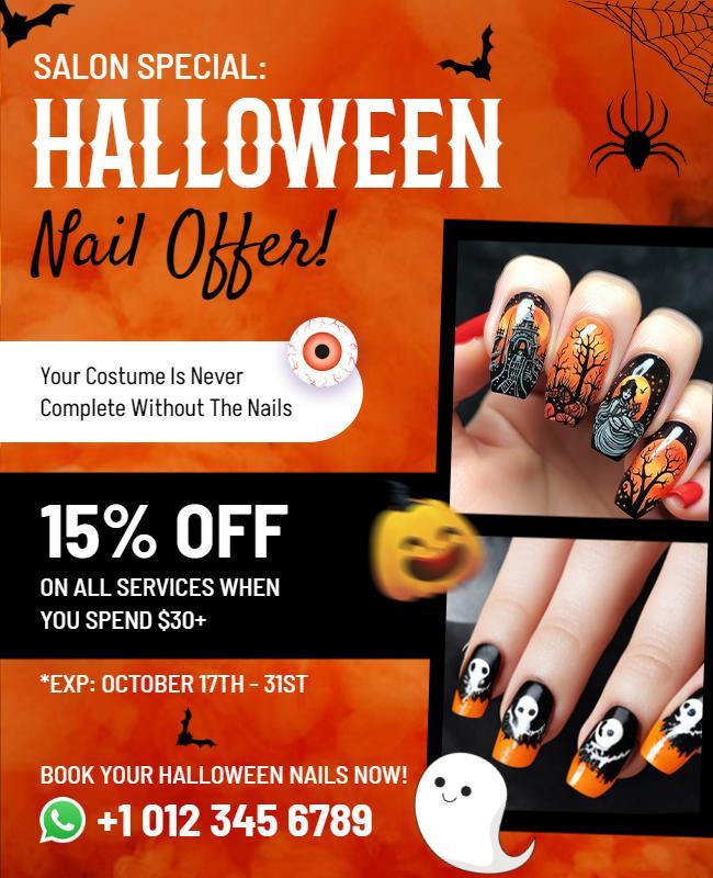 Halloween Nail Salon Special Offer Flyer Template