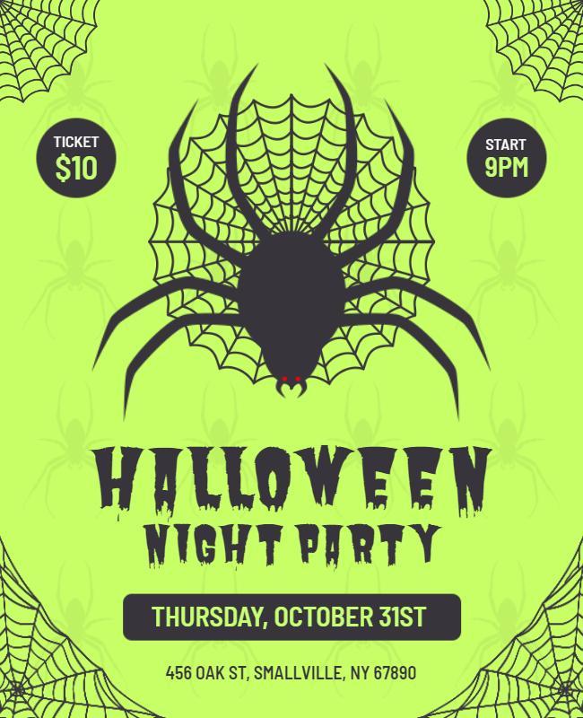 Spooky Green Halloween Night Party Flyer Template