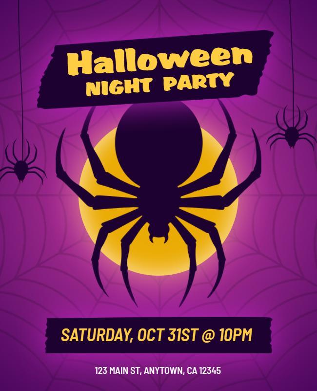 Halloween Night Spider Party Flyer Template