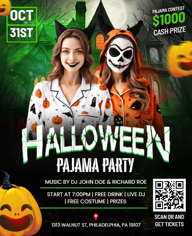 Halloween Pajama Party Event Flyer Template