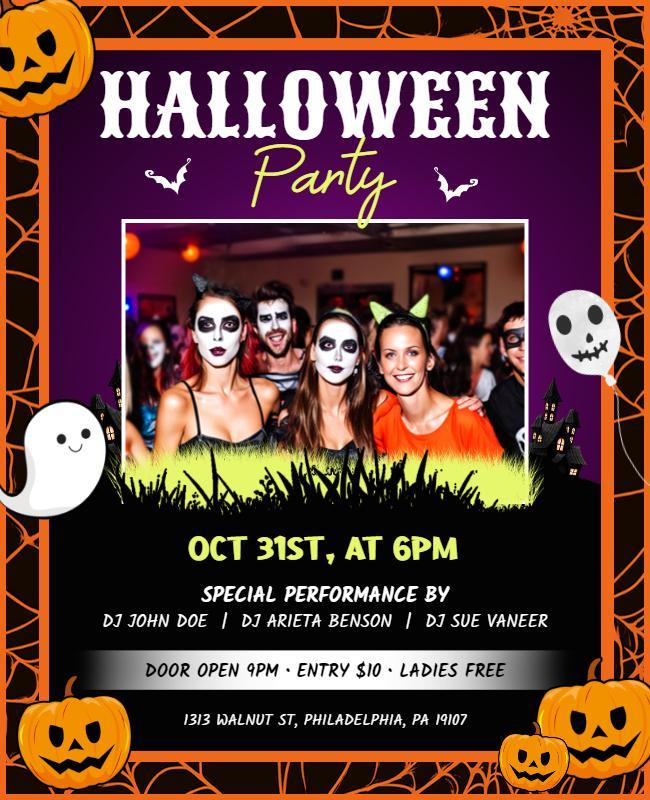 Spooky Purple Halloween Party Celebration Flyer Template