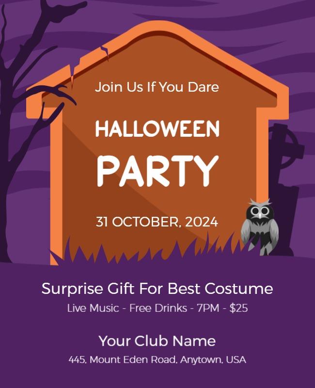 Spooky Purple Halloween Costume Party Flyer Template