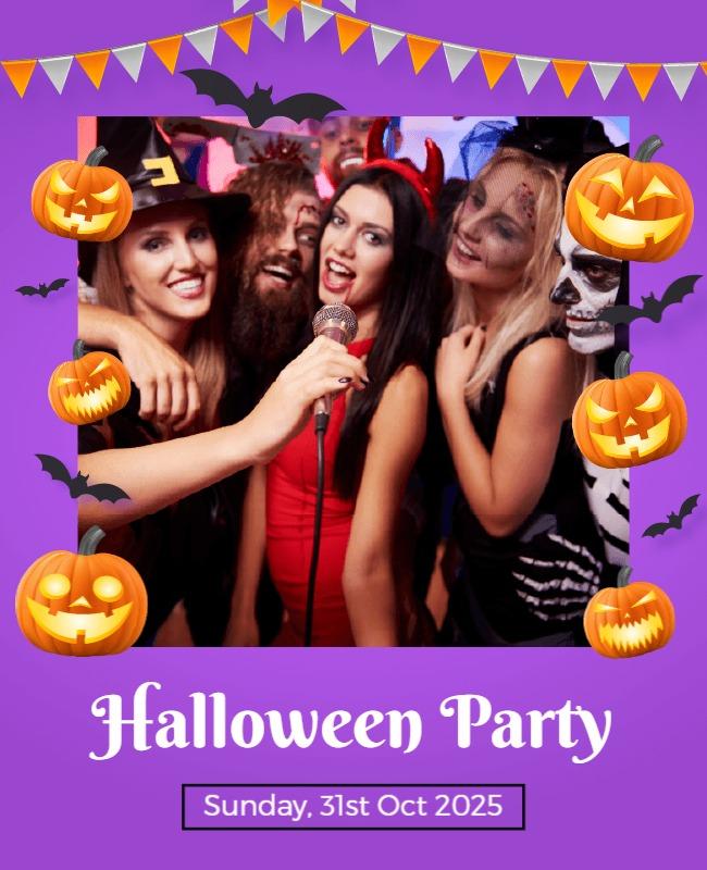 Vibrant Purple Halloween Costume Party Flyer Template