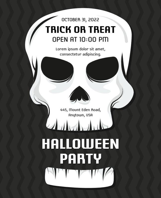 Halloween Party Skull Design Flyer Template