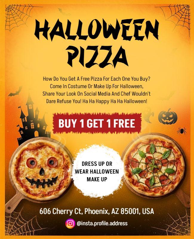 Halloween Pizza Promotion Flyer Template