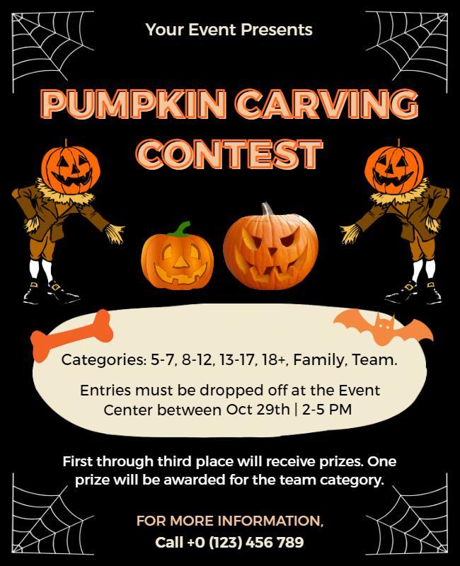 Spooky Halloween Pumpkin Carving Contest Flyer Template