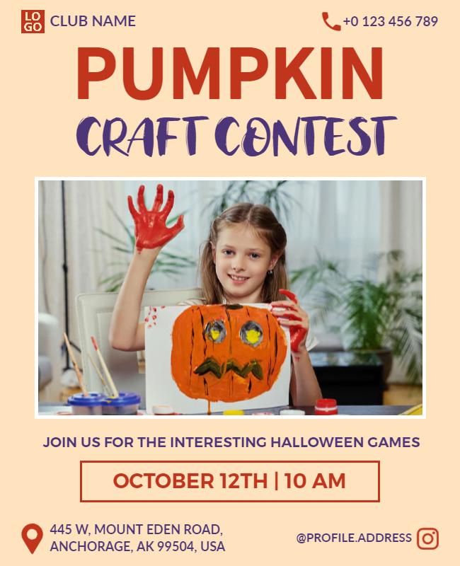 Halloween Pumpkin Craft Contest Flyer Template