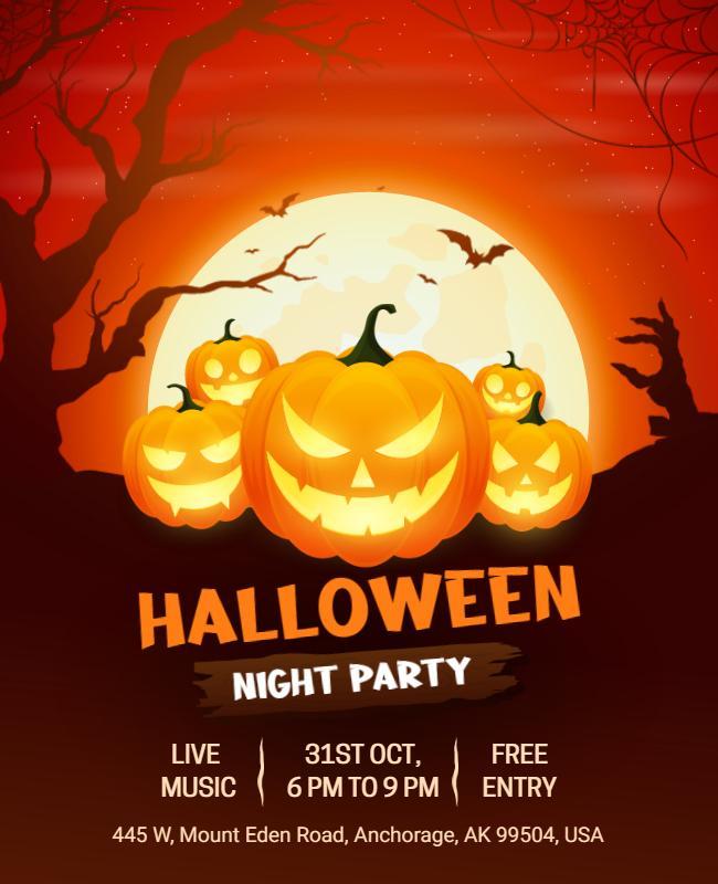 Halloween Pumpkin Night Party Flyer Template