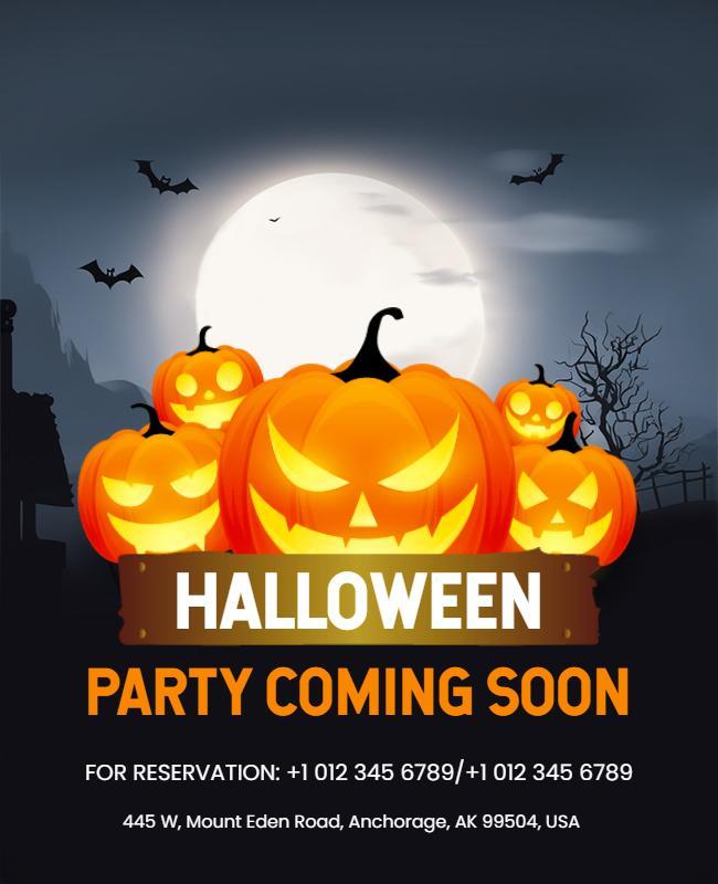 Halloween Pumpkin Party Announcement Flyer Template