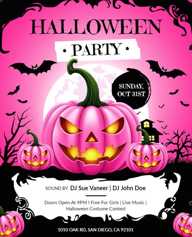 Halloween Pumpkin Party Celebration Flyer Template