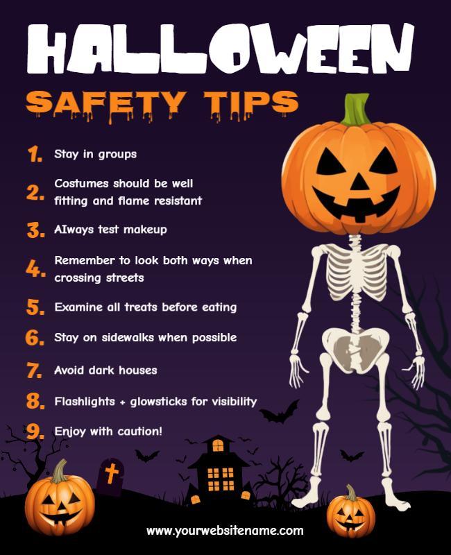 Halloween Safety Tips Educational Flyer Template