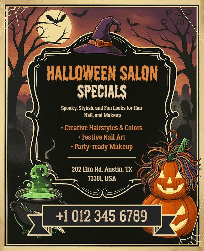 Halloween Salon Specials Hair and Makeup Flyer Template