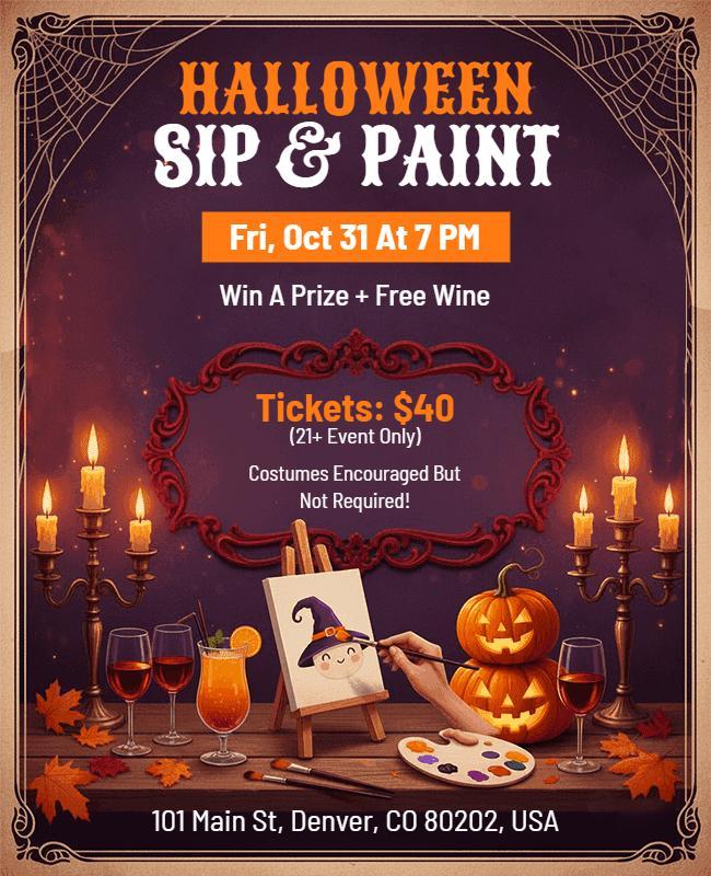Halloween Sip and Paint Event Flyer Template