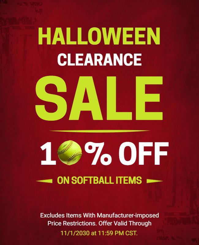 Halloween Softball Sale Clearance Flyer Template