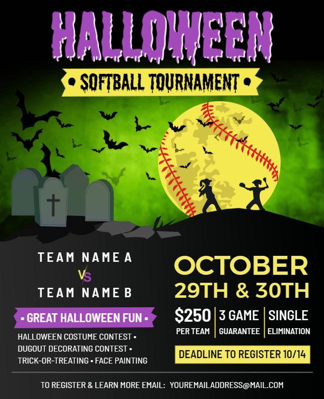 Halloween Softball Tournament Event Flyer Template