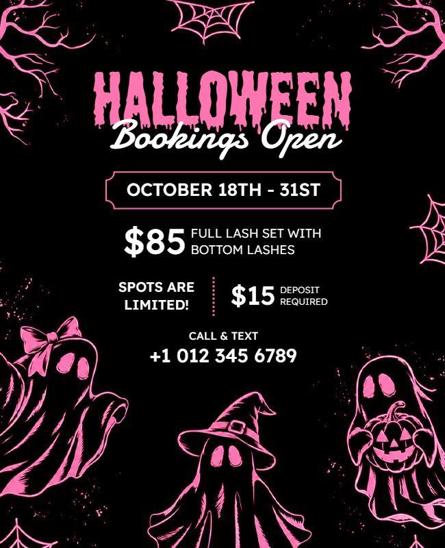 Halloween Special Lash Extension Booking Flyer Template