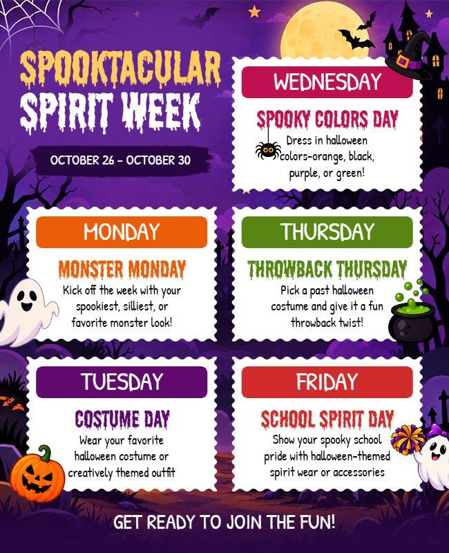 Halloween Spooktacular Spirit Week Celebration Flyer Template