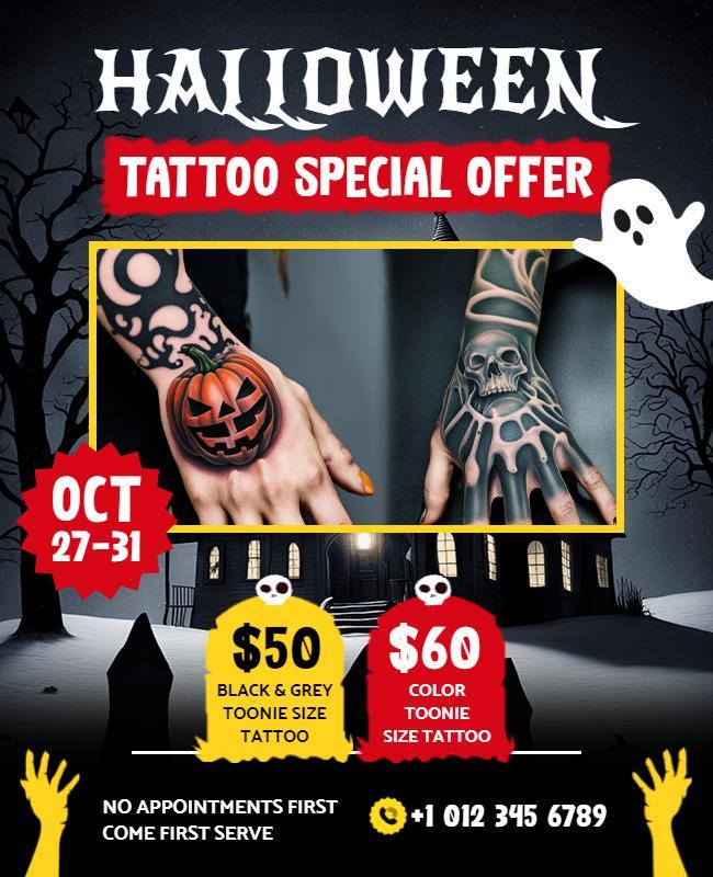 Halloween Tattoo Special Offer Flyer Template