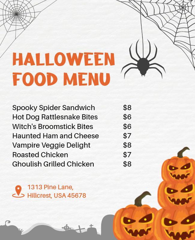 Halloween Theme Restaurant Menu Flyer Template