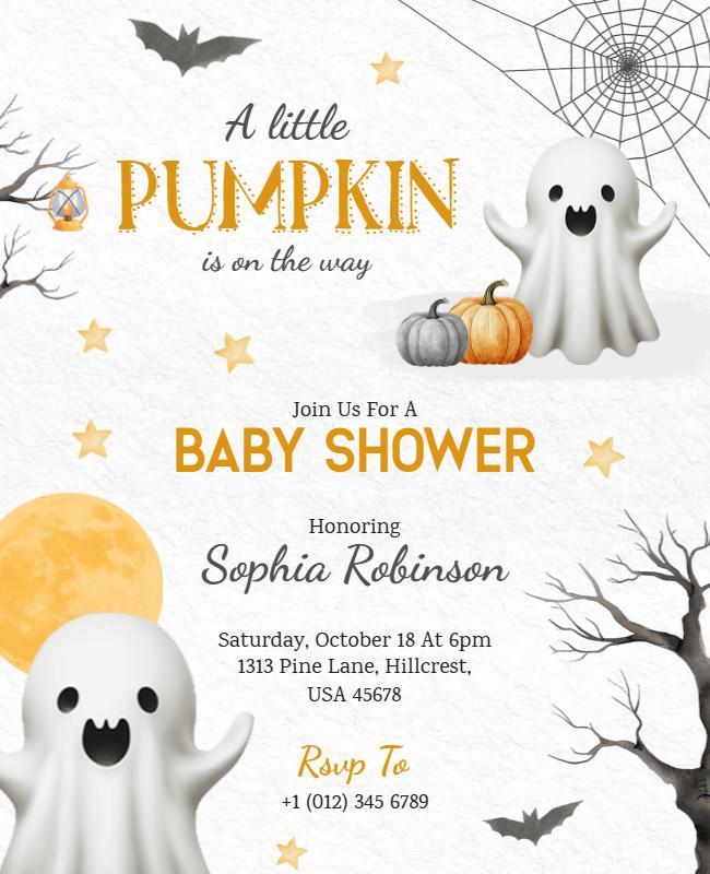 Halloween Themed Baby Shower Invitation Flyer Template