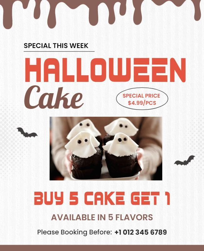 Halloween Themed Festive Cake Promotion Flyer Template