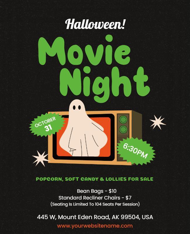 Halloween Themed Movie Night Event Flyer Template